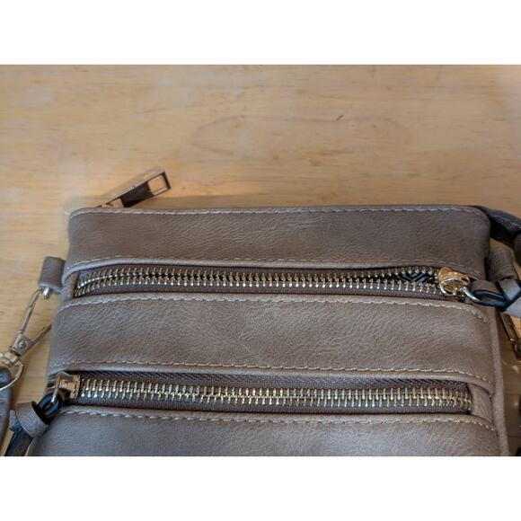 Beige Cross Body Faux Leather Compartment Purse - Picture 14 of 16